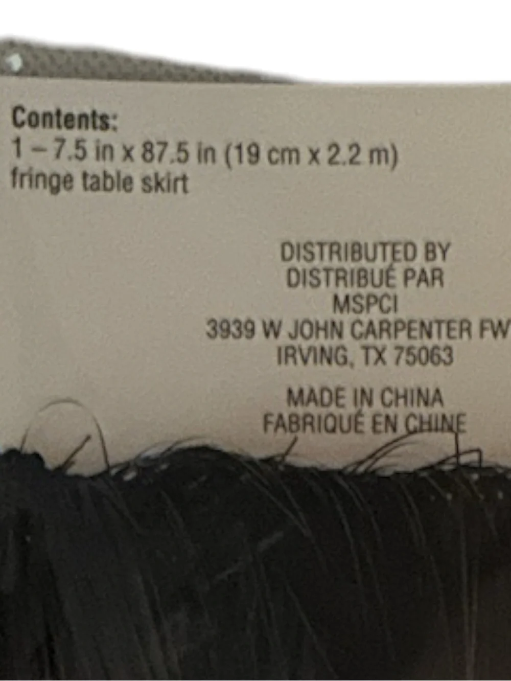 Celebrate It Black Fringed Plastic Table Skirt Graduation 7.5 in x 87.5 in